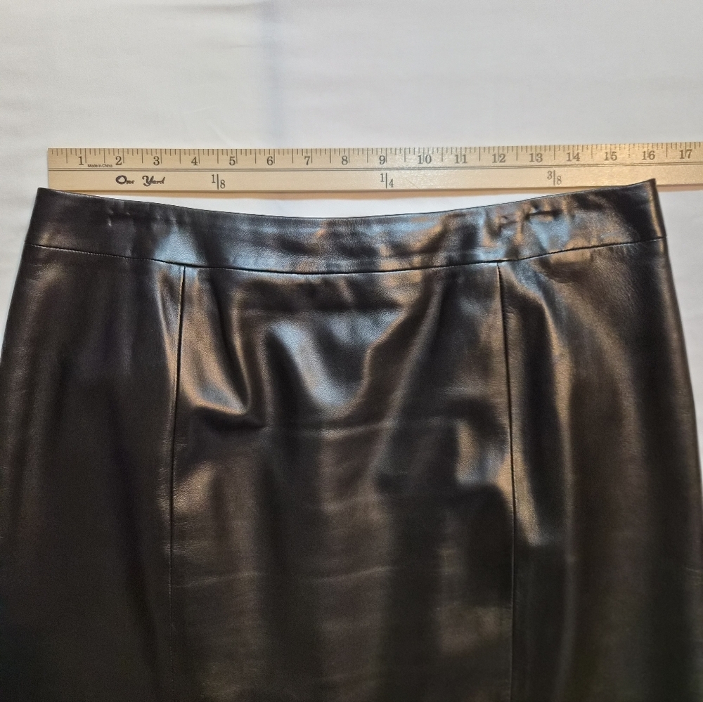 Talbots Petites 100% Genuine Leather Pencil Skirt - Black - Size 14P - Picture 4 of 6